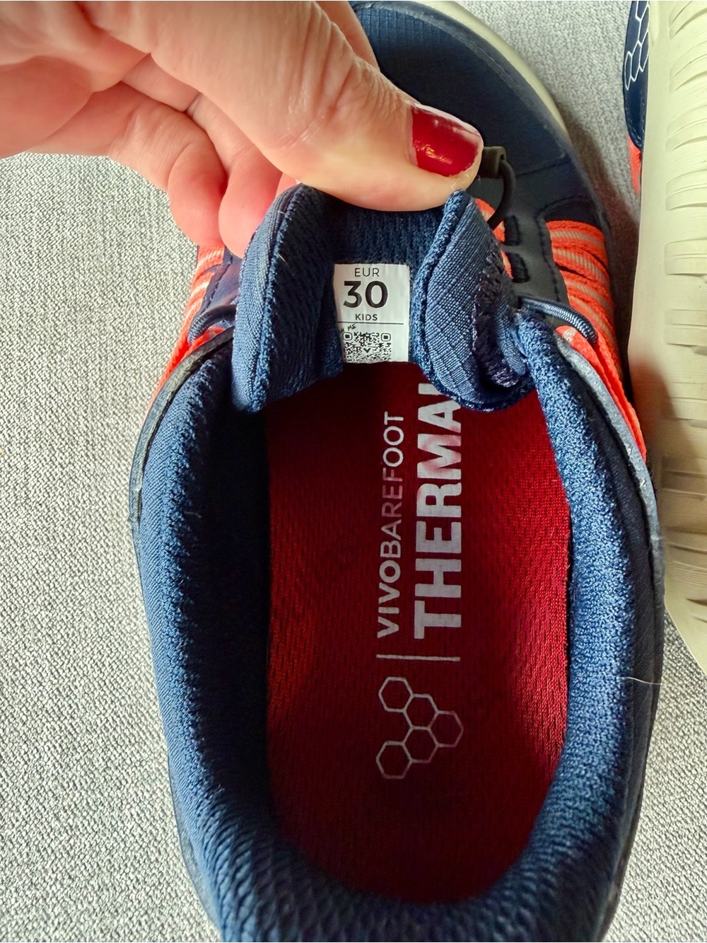 Vivo Barefoot Kids Navy with Coral Accent Trail Sneakers - Picture 5 of 5